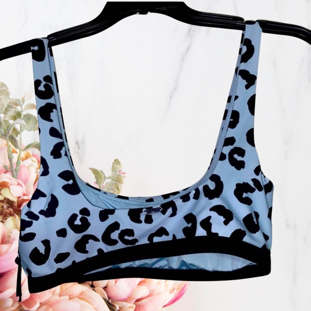Dkny Women's Leopard Print Bikini Top Swimsuit Blue~ NWT - Picture 3 of 3